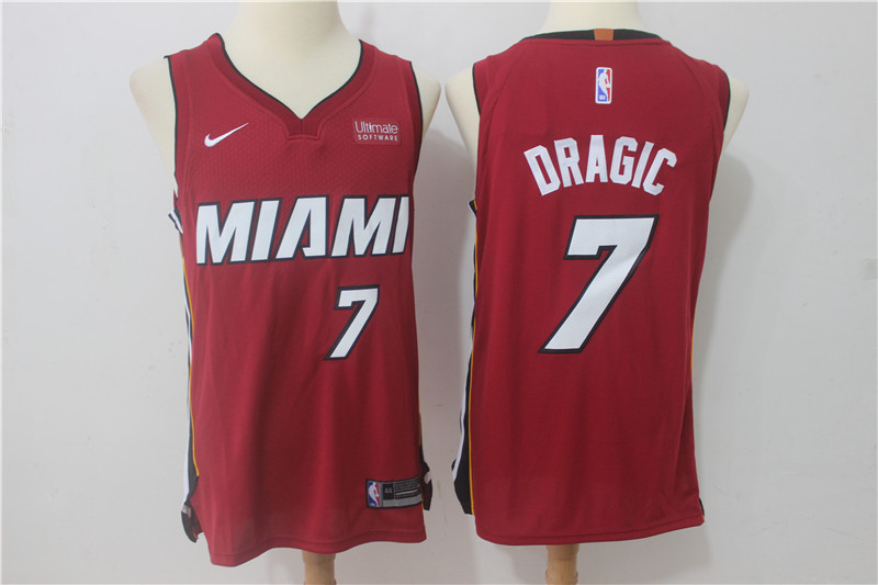 Men Miami Heat #7 Dragic Red Game Nike NBA Jerseys->->NBA Jersey
